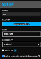 Default Galactic War server mod support enabled playing against Legion Community Expansion AIs